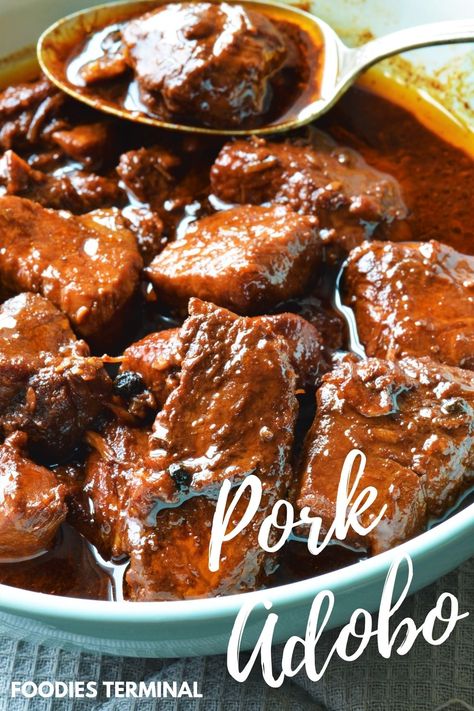 Pork In Adobo Sauce, Adobo Rice Recipe, Filipino Adobo Pork, Mexican Pork Recipes Instant Pot, Pork Belly Adobo Recipe Filipino, Pork Tips Recipes, Philapino Food, Adobo Pork Filipino, Philippino Food Recipes