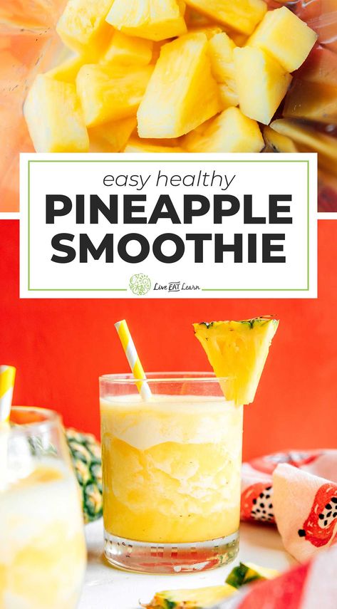 Dive into tropical vibes with this easy Pineapple Smoothie recipe. Made with just pineapple and coconut water (+ extra flavor ideas)! #smoothie #beverage #healthy #pineapple #tropical