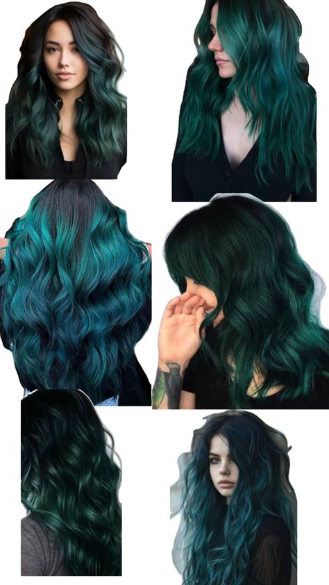 Blue Green Hair, Green Hair, Fall Hair, Hair Inspo, Dark Blue, Blue Green, Beauty Makeup, Hair Makeup, Green