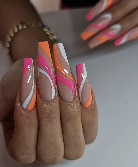 Trendy Summer Nails 2023, Trendy Summer Nails, Summer Nails 2023, Orange Nail, Sassy Nails, Fancy Nails Designs, Stylish Nails Designs, Vibrant Nails, Dope Nail Designs