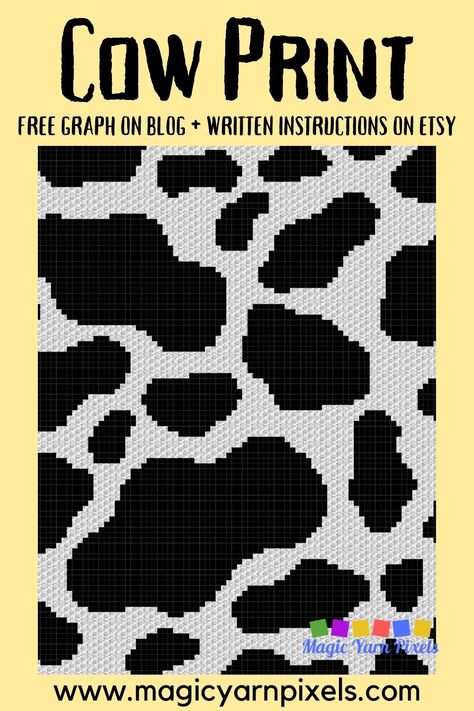 Get the Free Graph for this cute Cow Print Pattern. Modern graphs for c2c crochet, cross stitch & other crafts from Magic Yarn Pixels. Cross Stitch Cow, Cow Print Pattern, Cute Cow Print, Crocheted Cow Pattern, Crochet Cross Stitch, C2c Crochet Pattern Free, C2c Crochet Blanket, Graph Crochet, Pixel Crochet