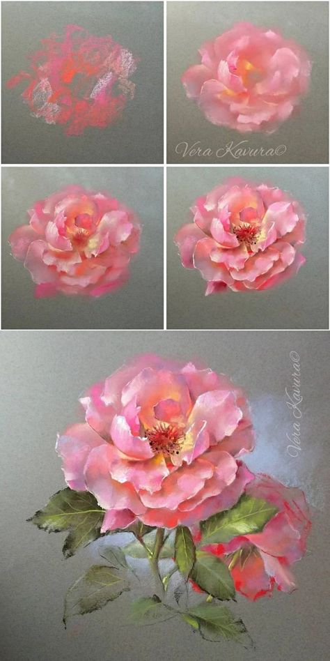 Soft Pastels Paintings Flowers, Acrylic Painting Peonies, Soft Pastel Art Tutorials, Soft Pastel Art Ideas, Roses Acrylic Painting, Peony Flower Painting, Rose Painting Acrylic, Painting Flowers Tutorial, Soft Pastel Art