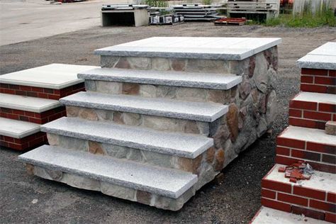 Steps and Bulkheads - Where Form And Function Meet | Shea Concrete Side Entry Steps, Concrete Block Steps, Concrete Stairs Outdoor, Trex Steps, Precast Concrete Steps, Concrete Front Steps, Granite Steps, Cement Steps, Patio Stairs