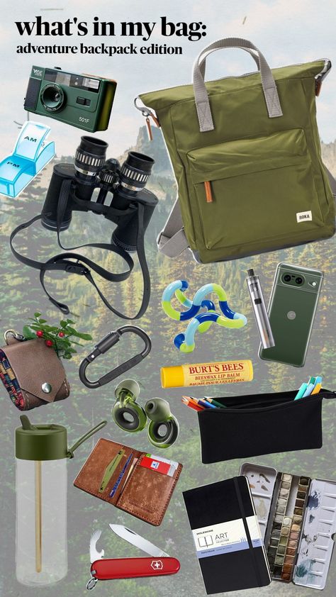 what's in my bag: Adventure backpack edition (tbh, this is pretty much my daily go to) #whatsinmybag #adventurebackpack #adventurebag #mybag #adventurekit What In My Backpack, Adventure Supplies, What's In My Backpack, In My Backpack, Daily Backpack, Adventure Bags, My Backpack, What's In My Bag, Moleskine Art