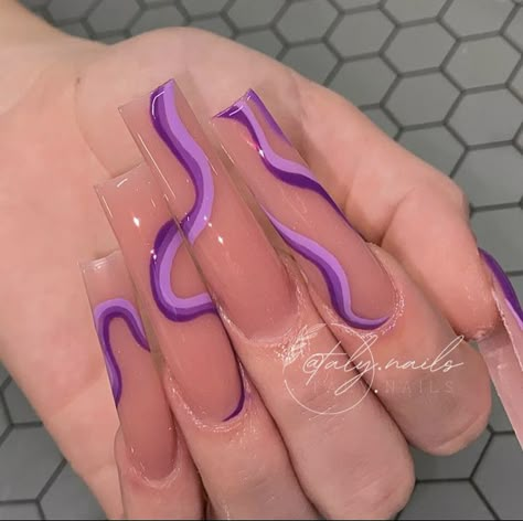 Purple Sets, Drip Nails, Glamour Nails, Edgy Nails, Simple Acrylic Nails, Glow Nails, Long Acrylic Nails Coffin, Exotic Nails, Long Square Acrylic Nails