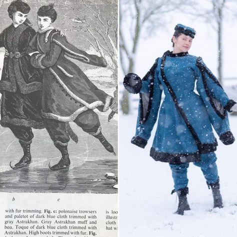 Edwardian Winter Coat, 1900’s Fashion, 1870s Dress, Skating Outfit, Steampunk Christmas, Evolution Of Fashion, 19th Century Fashion, Skating Outfits, Fantasy Gowns