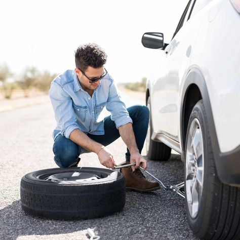 This Is How Long You Can Drive on a Spare Tire Road Safety Tips, Car Safety Kit, Trailer Light Wiring, Flatbed Towing, Mobile Mechanic, Safety Kit, Tire Change, Old Tires, Best Flats