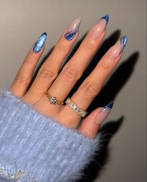 Edgy Almond Nails, New Years Nail, New Years Nail Designs, Teal Nails, New Years Eve Nails, New Years Nails, Purple Acrylic Nails, Formal Nails, Soft Nails