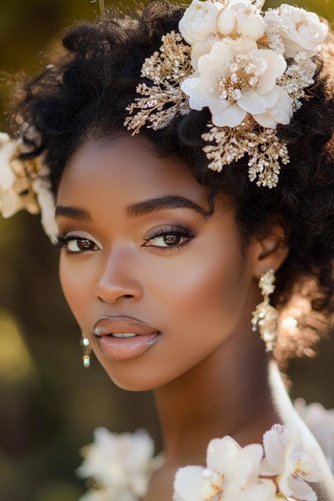 Black Bridal Makeup Natural, Brown Skin Wedding Makeup, Black Bridal Makeup Dark Skin, Wedding Make Up Looks Brides, Wedding Makeup For Brown Skin, Wedding Makeup For Black Women, Black Bride Wedding, Bride Wedding Makeup, Winter Wedding Makeup