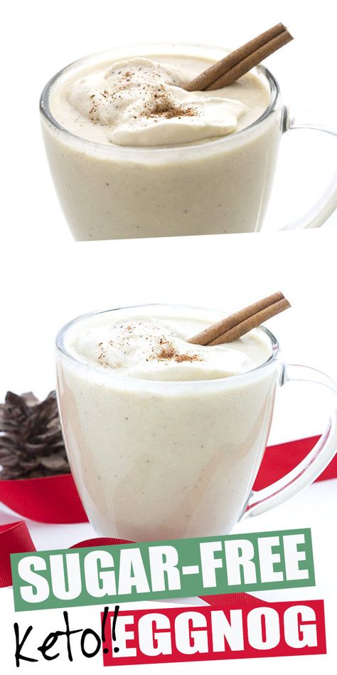 Who loves eggnog??? This rich creamy keto eggnog features almond milk, whipped cream, and nutmeg for a traditional flavor. It's easy to make and completely sugar free so you can indulge for the holidays. Dairy free and nut-free options too! #lowcarb #sugarfree #ketoholidays #eggnog Almond Milk Egg Nog, Almond Milk Whipped Cream, Keto Eggnog, Egg And Grapefruit Diet, Keto Holiday Recipes, Keto Holiday, Keto Drinks, Low Carb Drinks, Keto Christmas