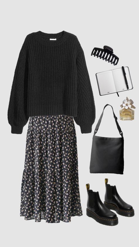 Art Vibes Aesthetic, Elegant Fall Outfits, Skirt Cardigan, Mode Grunge, Modesty Outfits, Cute Modest Outfits, Mode Hippie, Mode Zara, Fall Art