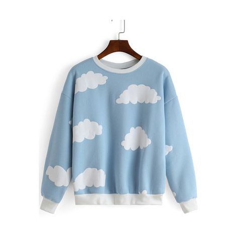 0 Shein Wishlist, Cloud Sweatshirt, Estilo Harajuku, Japan Illustration, Velvet Sweatshirt, Fotografi Digital, Cloud Print, Pastel Outfit, Pastel Fashion