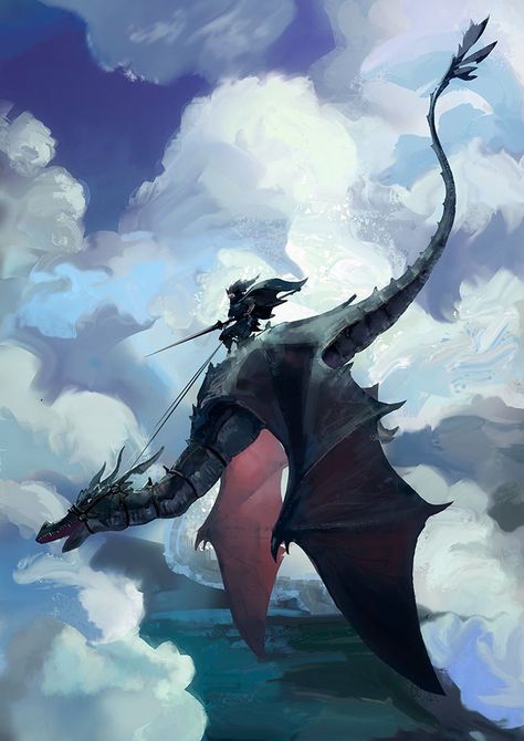 Even Amundsen, The Art Showcase, Art Showcase, Dragon Knight, Fantasy Beasts, 다크 판타지, Dragon Rider, Creature Drawings, Dragon Artwork