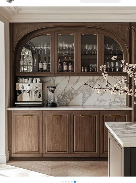 Built In Wet Bar, Home Bar Cabinet, Home Bar Rooms, Built In Bar, Home Bar Designs, Kitchen Inspiration Design, Coffee Station, Dream House Interior, Wet Bar