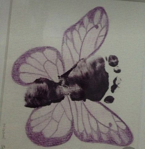 Butterfly Footprints Tattoo, Footprint Butterfly Tattoo, Ena Tattoo, Baby Foot Print Tattoo Ideas, Foot Butterfly Tattoo, Baby Foot Print Tattoo, Foot Print Tattoo, Bill Tattoo