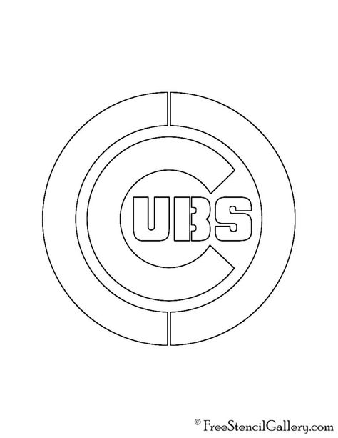 MLB - Chicago Cubs Logo Stencil | Free Stencil Gallery Chicago Cubs Tattoo, Chicago Logo, Train Pumpkin, Cubs Tattoo, Cubs Logo, Drawing Logo, Logo Outline, Cubs Win, Cooler Painting