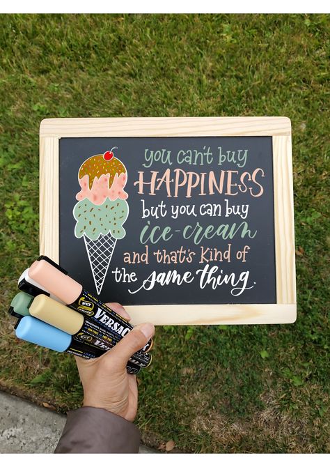 Ice Cream Chalkboard Art, Chalkboard Ice Cream, Chocolate And Strawberry, Faux Calligraphy, Colored Chalk, Chalk Lettering, Handmade Font, Kid Room, Candy Store