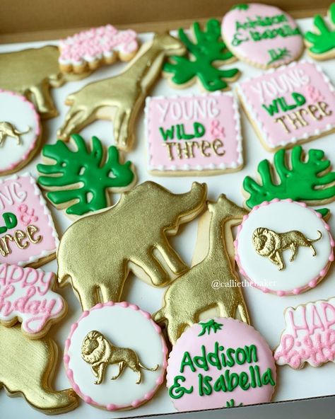 Third Birthday Girl, Jungle Theme Birthday Party, Young Wild And Three, Wild Birthday Party, Jungle Theme Birthday, Third Birthday Party, Outdoor Birthday, Baby Shower Desserts, Safari Birthday Party