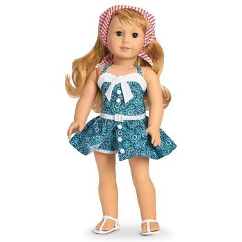 MaryellenVacationPlaysuit American Girl Maryellen, Playsuits Outfit, American Girl Doll Crafts, American Girl Doll Patterns, American Girl Doll Clothes Patterns, American Doll Clothes, All American Girl, Ag Doll Clothes, American Girl Clothes