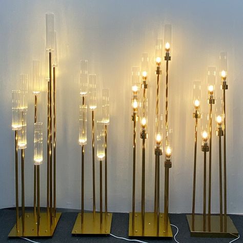 Table Centerpieces For Wedding, Centerpieces For Wedding, Candelabra Wedding, Walkway Lighting, Glass Candelabra, Lighted Centerpieces, Gold Candle Sticks, Iron Candlesticks, Candle Holders Wedding