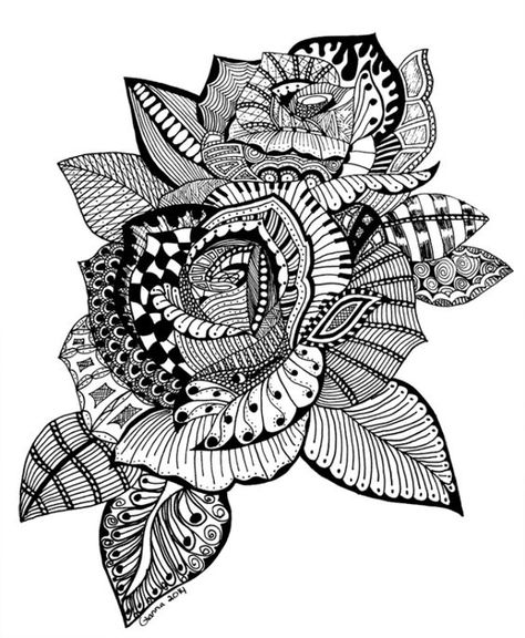 Doodle Art Letters, Zentangle Flowers, Doodle Art Flowers, Zen Doodle Patterns, Flowers Coloring, Zentangle Artwork, Doodle Art Drawing, Sharpie Art, Tangle Art