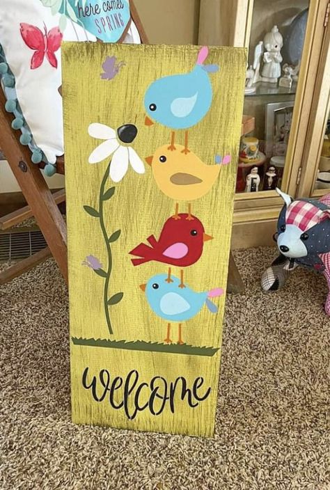 Barn Wood Art, Wood Plank Art, Plank Art, Summertime Crafts, Bird Houses Ideas Diy, Art Pole, Painting Flowers Tutorial, Barn Wood Crafts, Wood Pallet Art