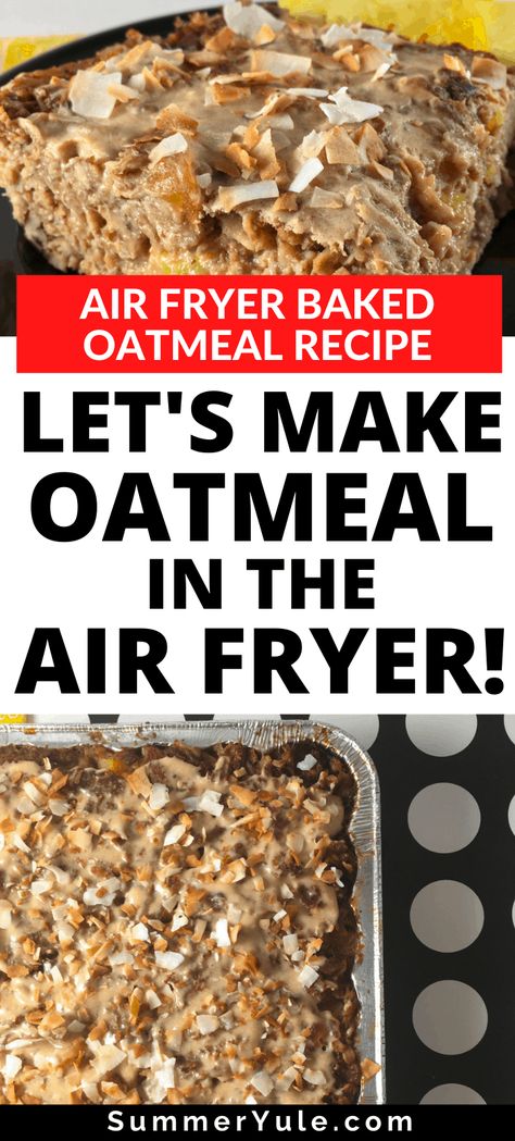 Can you air fry oatmeal? Yes! You can make baked oats in air fryer with my air fryer oatmeal recipe. You’ll love these easy, gluten free, and healthy baked porridge oats for breakfast. Get the cooking temperature and time for baked oatmeal in the air fryer, nutrition tips, substitutions, and more! Come see how fun it is to bake in an air fryer with this low sugar baked oatmeal! #airfryer #oatmeal #oats #glutenfree #vegetarian #plantbased #mealprep #lowcalorie #breakfast Airfryer Baked Oatmeal, Air Fryer Oatmeal Bake, Airfryer Oatmeal Recipes, Baked Oatmeal In Air Fryer, Air Fryer Oatmeal Recipes, Air Fryer Oats Recipes, Airfryer Oatmeal, Oatmeal Air Fryer, Air Fryer Baked Oats