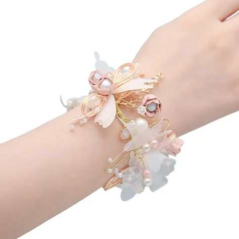 Windfall Artificial Bridal Bridesmaid Butterfly Wrist Flower Stretch Bracelet Corsage - Walmart.com Bracelet Corsage, Wrist Flowers, Dancing Party, Fabric Butterfly, Hand Flowers, Artificial Flower Bouquet, Wrist Corsage, Butterfly Flower, Wrist Band