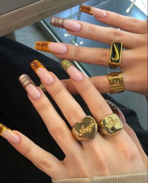 Chunky Nail Art, Nails Chunky, Snake Print Nails, Snake Nails, Snake Skin Nails, Nails Long Square, Gel Polish Designs, Chunky Gold Jewelry, Long Square Nails