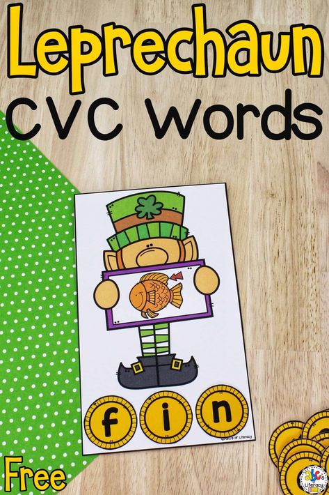 This Leprechaun CVC Words Activity is a fun way for beginning readers to use to practice sounding out and decoding words. March Literacy Activities, Cvc Words Activity, St Patricks Theme, Letter Centers, Alphabet Flash Cards Printable, Spelling Cvc Words, Literacy Activities Kindergarten, Cvc Activities, Cvc Words Kindergarten