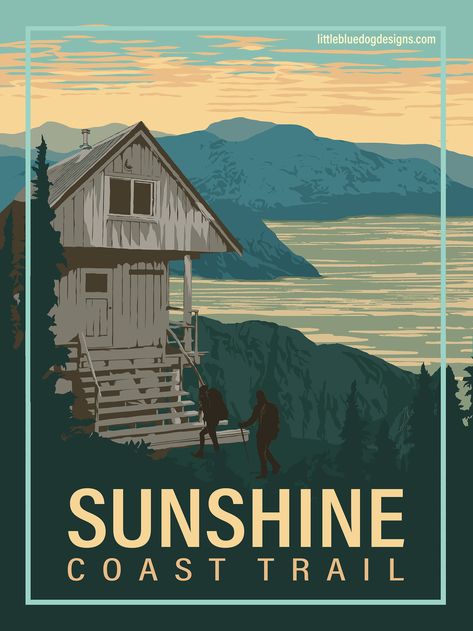 Copyright 2019 Little Blue Dog Designs 11x14 Poster, 18x24 Poster, Sunshine Coast Bc, Trail Design, 16x20 Poster, Queenstown New Zealand, 11x17 Poster, Canadian History, Vintage Travel Poster