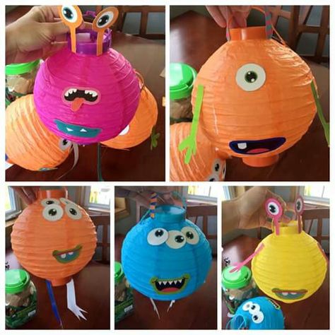 Monster lanterns Monsters Inc Room, Monster Theme Classroom, Monster Classroom, Monster Room, Monster Decorations, Halloween Class Party, Monster Crafts, Monster Birthday Parties, Monster Book Of Monsters