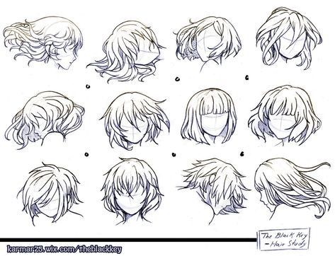 The Black KEY: Study Hair 1 by kalisami Drawing Anime Bodies, Human Sketch, Manga Hair, Hair Sketch, Drawing Examples, Reference Drawing, The Black Keys, Anime Hair, Hair Reference