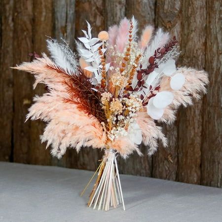 Wwbo Boho Chic Dried Pampas Grass Bouquet - Ideal For Home Decor Wedding Vases And Autumn Harvest Table Centerpieces, Pink Cowboy Wedding Decorations, Harvest Table Centerpieces, Fall Wedding Reception Decorations, Pink Boho Wedding, Baby Sprinkle Decorations, Grass Centerpiece, Boho Centerpiece, Rustic Table Centerpieces, Boho Wedding Centerpieces