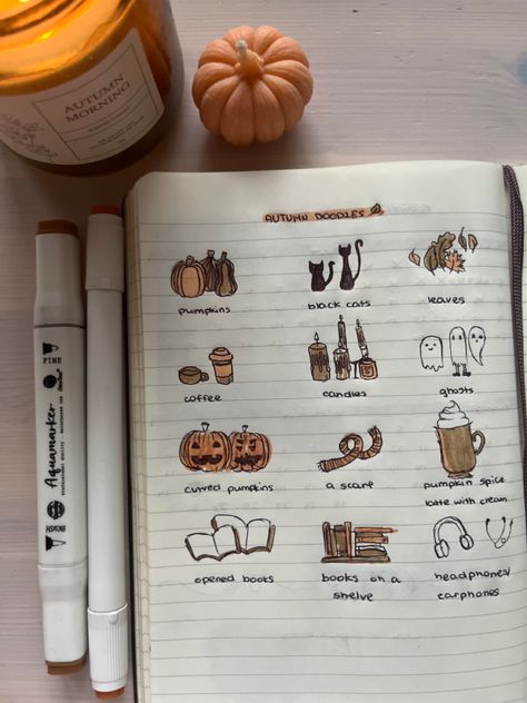 autumn, journaling, pumpkins, coffee, books, black cats, headphones, rain, romanticize the life Fall Notes Aesthetic, Romanticize The Life, Autumn Journaling, Autumn Bullet Journal, Autumn Journal, Herbst Bucket List, Journal Inspiration Writing, Bullet Journal Ideas Templates, Coffee Books