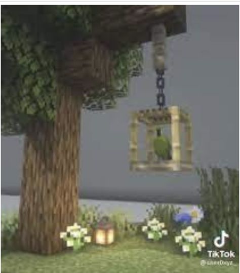 Minecraft Parrot Perch, Minecraft Bird Cage, Minecraft Chandelier, Minecraft Plants, Minecraft Lamp, Minecraft Light, Minecraft Tree, Tree Lanterns, Minecraft Mansion