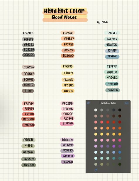 Color Coding School Subjects, Goodnotes Hex Codes, Color Coding Notes, Coding School, School Timetable, Study Tips For Students, Ipad Essentials, Hex Codes, School Schedule