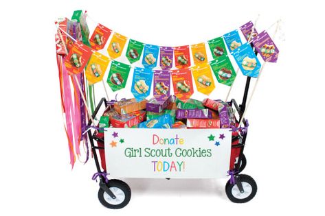 Little Brownie Bakers Activities — Make way for mobile cookie booths Table Booth, Daisy Ideas, Girl Scout Mom, Cookie Booth, Brownie Ideas, Girl Scout Cookies Booth, Girl Scout Cookie Sales, Girl Scout Troop Leader, Gs Cookies