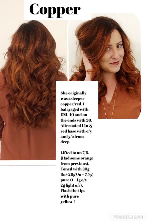 Aveda Copper Hair Color Formula, Dark Copper Formula, Aveda Copper Formula, Copper Formula, Aveda Formulas, Hairstylist Inspiration, Brownish Red Hair, Color Formulations, Biolage Hair