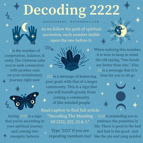 Moon Omens on Instagram: “Read 2222 article in @moonomens 🔮 bio “Decoding The Spiritual Meaning Of 2222 - 222 - 22 & 2” to learn everything about the energy number 2…” 2222 Angel Number, Colour Meanings, Cosmic Angel, Positivity Project, Moon Omens, How The Universe Works, Spiritual Ascension, Buddha Quotes Inspirational, Spiritual Journals