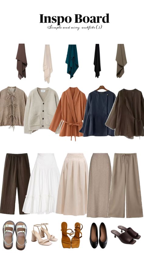 Simple and airy outfits Hijabi Capsule Wardrobe, Simple Hijabi Outfits, Airy Outfits, Christian Outfits Modesty, Modest Bridesmaid Dresses Long, Stylish Outfits Casual, Capsule Wardrobe Casual, Colour Combinations Fashion, Cute Modest Outfits