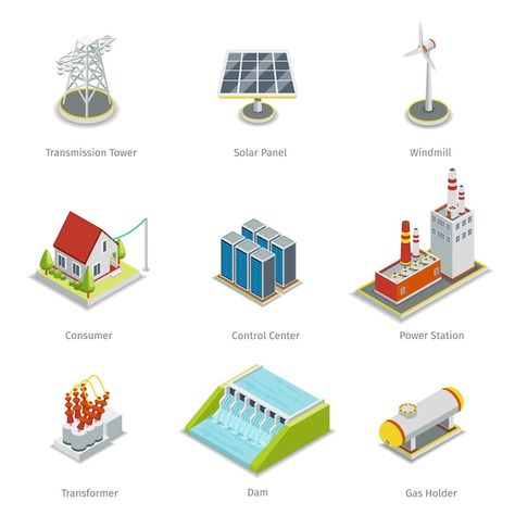 Smart grid elements. power smart grid it... | Free Vector #Freepik #freevector #generator #electric-generator #power-generator #power-station Grid Vector, Transmission Tower, Nuclear Power Station, Plant Icon, Hydroelectric Power, Solar Panels For Home, Energy Resources, Energy Industry, Hydro Electric