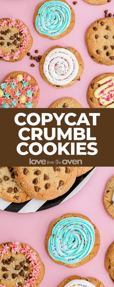 Crumbl Cookie Recipe • Love From The Oven Copycat Crumbl Cookie, Crumbl Cookie Recipe, Lofthouse Cookie Recipe, Powdered Sugar Frosting, Kitchen Aide, Crumble Cookie Recipe, Love From The Oven, Smart Cookies, Milk Chocolate Chip Cookies