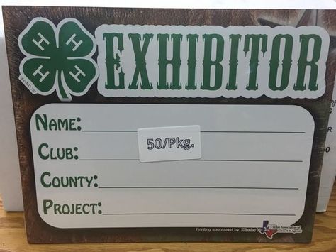 4-H Exhibitor Sign / Card / Stall Sign (Pkg of 50) | Stall Signs ... Horse Stall Decorations, 4h Fair, Fair Week, Stall Decorations, 4h Projects, 4 H Club, Stall Signs, Barn Signs, Horse Crafts