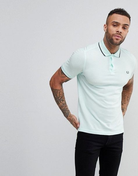 Fred Perry Slim Fit Twin Tipped Polo Shirt In Light Green Green Polo Shirt Outfit Men, Paul Walker Shirtless, Spring Color Combos, Polo Outfit Men, Polo Shirt Outfit Men, Green Polo Shirt, Polo Shirt Outfits, Shirt Outfit Men, Shirt Outfits