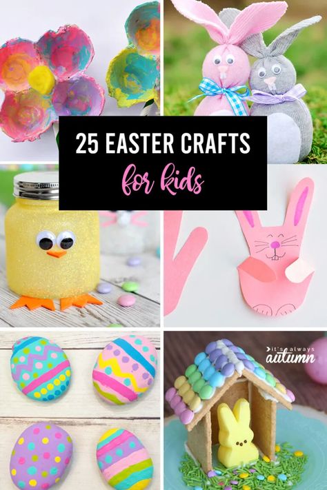 25 Adorable Easter crafts for kids - these are fun and easy Easter crafts that your kids can do with supplies you probably already have around the house. Easter Party Crafts, Origami Bunny, Easter Chick Craft, Diy Easter Crafts, Bunny Decorations, Creative Easter Baskets, Crafts For Kids Easy, Crafts Homemade, Easter Arts And Crafts