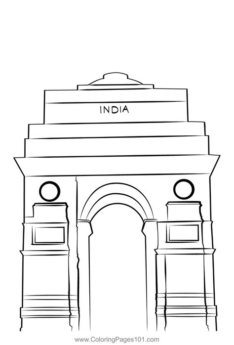 Get Of India Coloring Page India Doodle Art Easy, India Gate Drawing Sketch, Monuments Of India Drawing, India Gate Drawing Easy, India Gate Drawing, Monuments Drawing, Incredible India Posters, Asthetic Paintings, Creative India