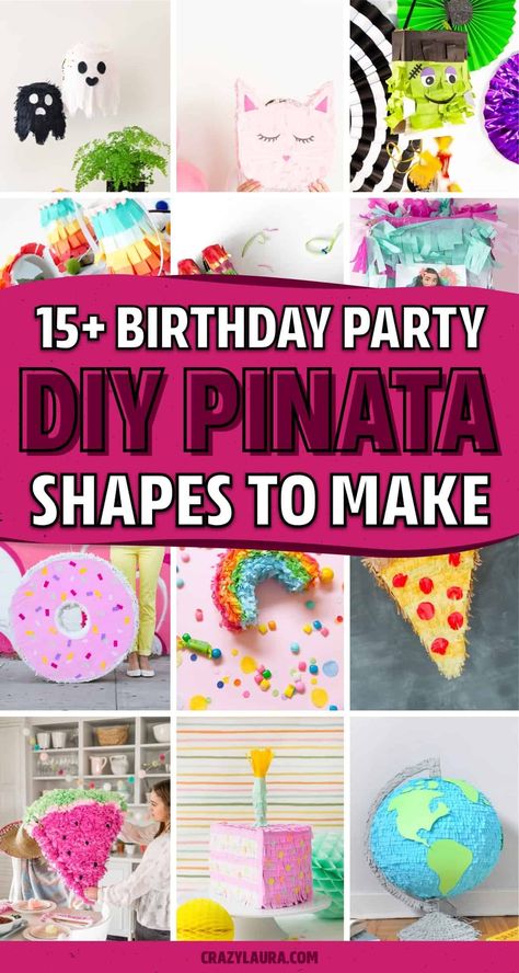 If you want to save a few bucks the next time you're planning or hosting a birthday party, check out these super cute DIY pinata ideas and step by step tutorials for inspiration to make your own! Homemade Pinata Ideas Diy, Diy Pinata Easy For Kids, Pinata Diy Ideas, Pinata Template Free Printable, Pinata Diy Easy, Diy Piñata Ideas, Make A Pinata Diy, How To Make A Pinata Diy, Pinata Ideas For Kids