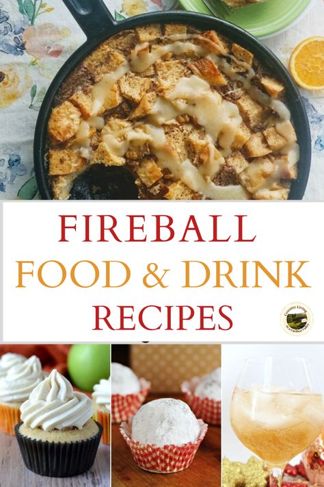 Recipes Using Fireball Whiskey, Fireball Whiskey Recipes Desserts, Fireball Drinks Recipes, Fireball Whiskey Recipes, Whiskey Desserts, Cinnamon Bread Pudding, Fireball Recipes, Alcoholic Treats, Fresh Peach Recipes