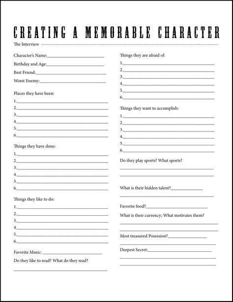 Character Interview – A Worksheet For Beginners – Writers Write Character Organizer, Character Development Worksheet, Character Questionnaire, Character Interview, Character Chart, Lecture Room, Character Worksheets, Menulis Novel, Character Outline